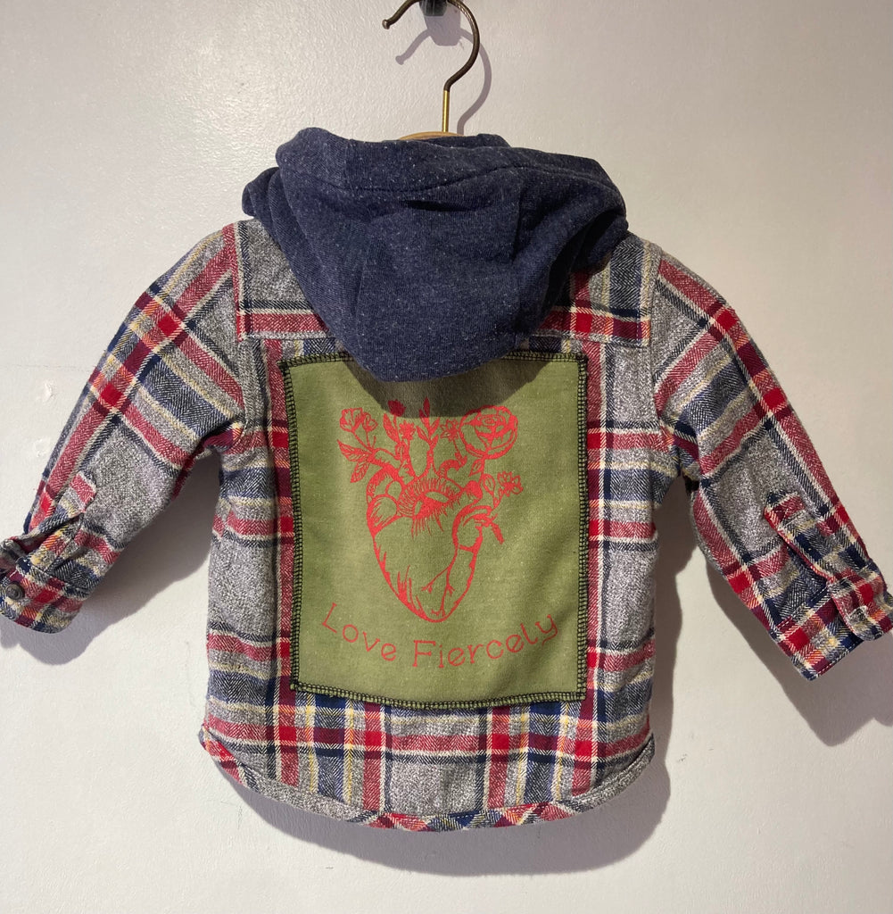 Love Fiercely hooded , heavy cotton shirt Age 6-9 months