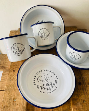 Enamel Cup and Bowl Set